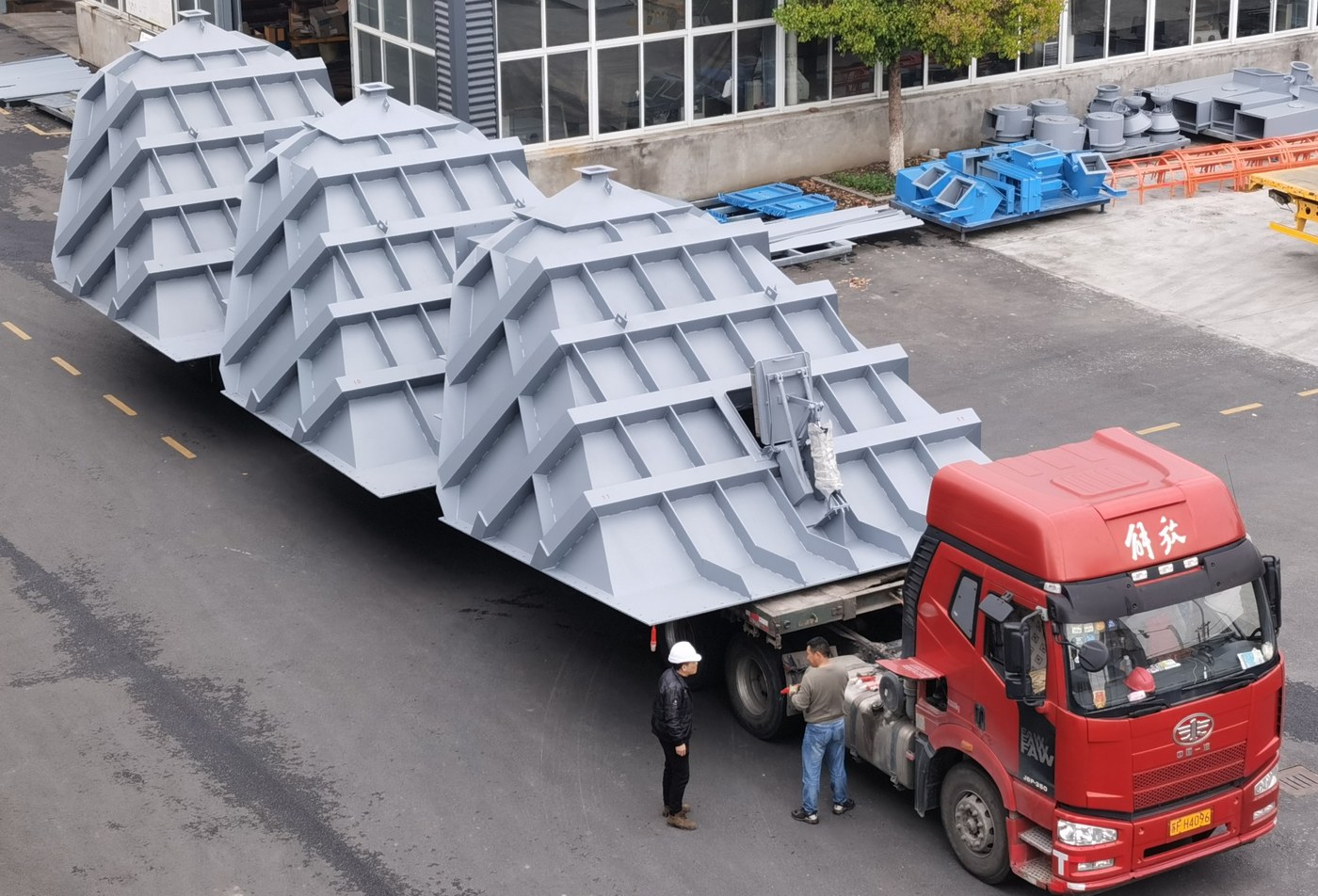 Fabricated steel structures ready for shipment